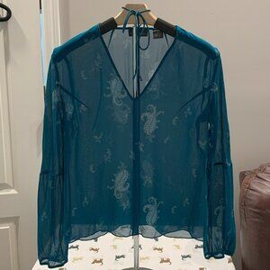 Banana Republic Sheer Top with Tie Neck